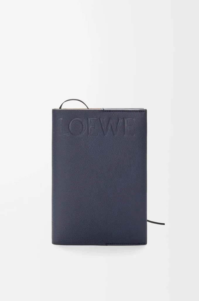 Carnet en cuir de veau bleu marine foncé