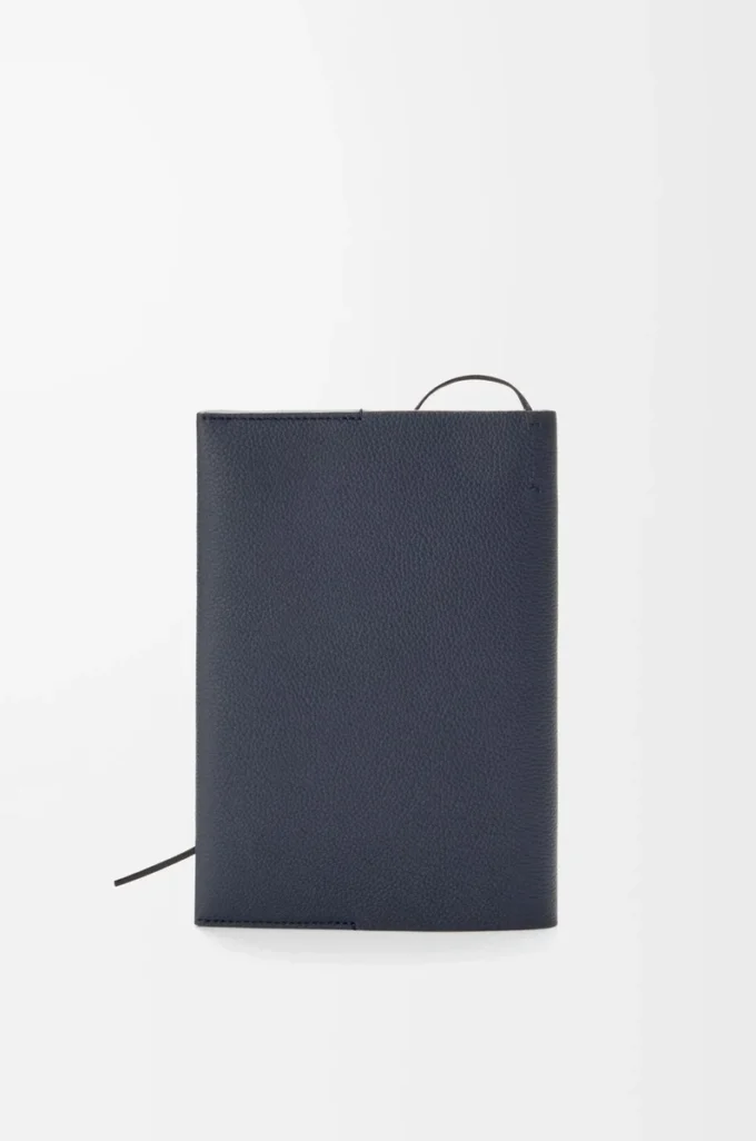 Carnet en cuir de veau bleu marine foncé