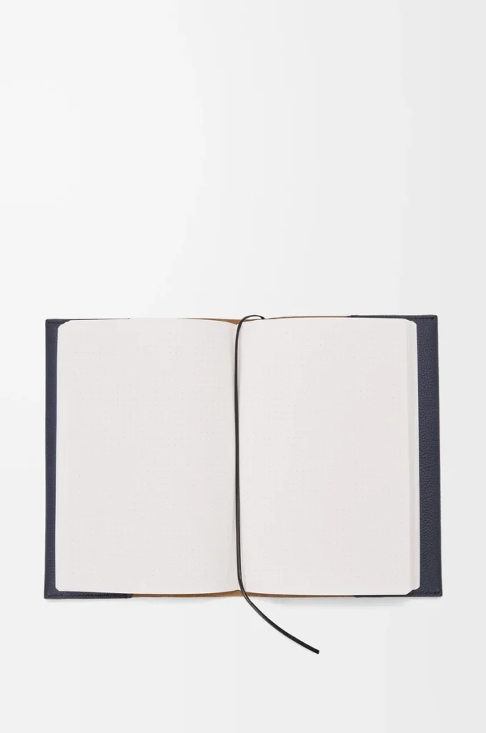 Carnet en cuir de veau bleu marine foncé