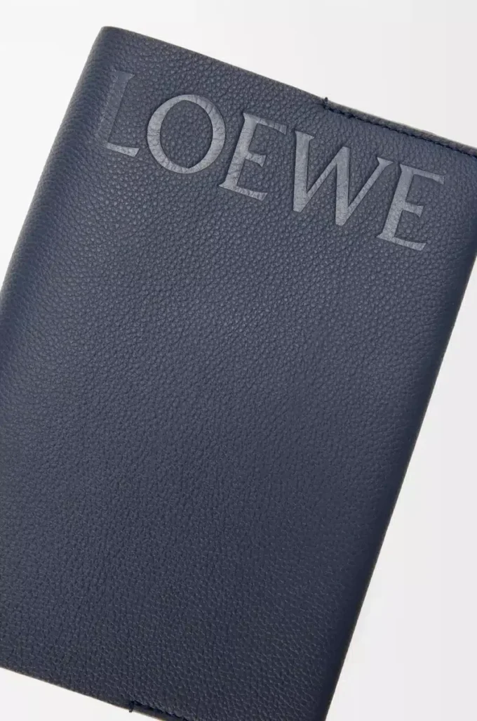 Carnet en cuir de veau bleu marine foncé