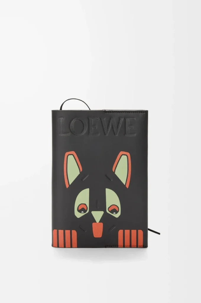 Carnet Futurist Cat en cuir de veau Noir/Multicolore