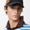 Casquette de camping en toile et daim noir/doré foncé