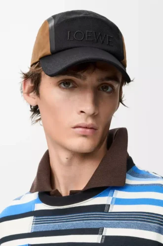 Casquette de camping en toile et daim noir/doré foncé