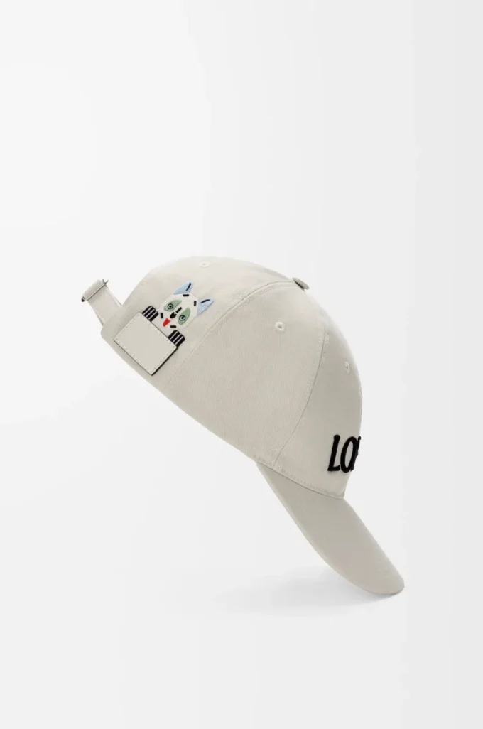 Casquette Futurist Cat en coton blanc cassé/noir