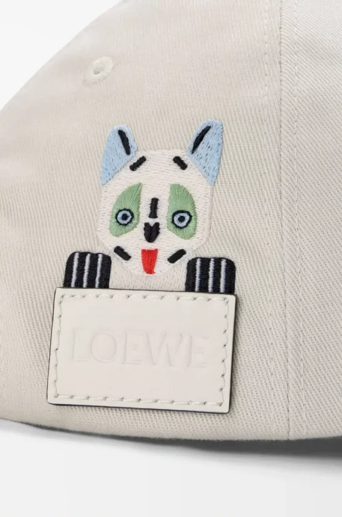Casquette Futurist Cat en coton blanc cassé/noir