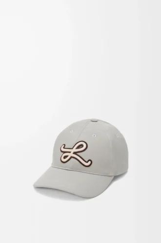 Casquette à patch L en coton gris coquille