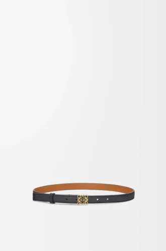 Ceinture Anagram en cuir de veau grainé Noir/Or