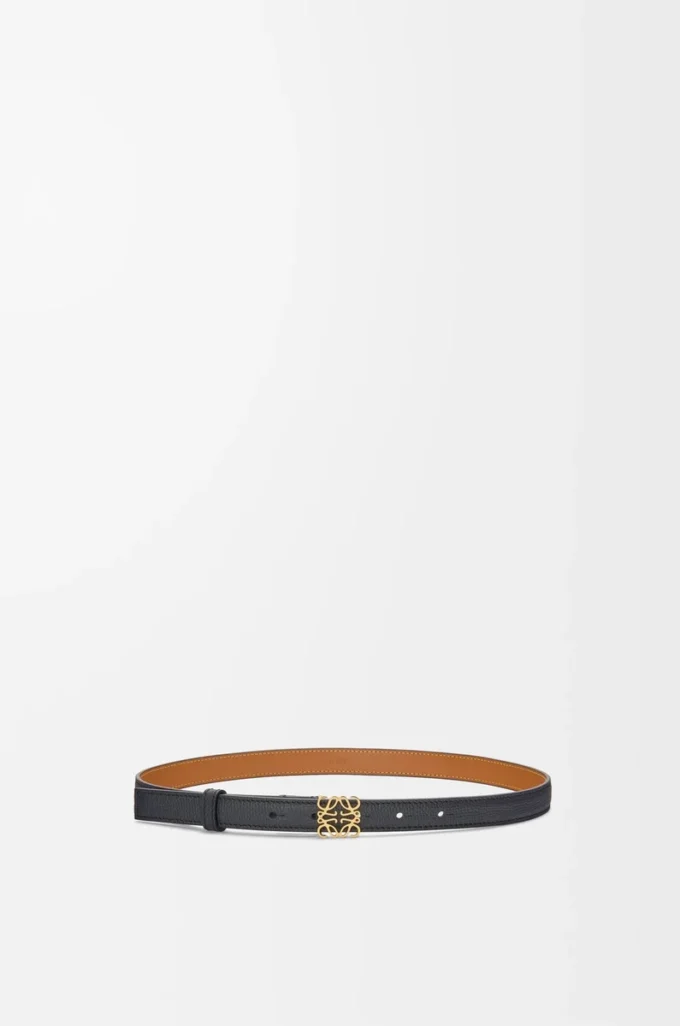 Ceinture Anagram en cuir de veau grainé Noir/Or