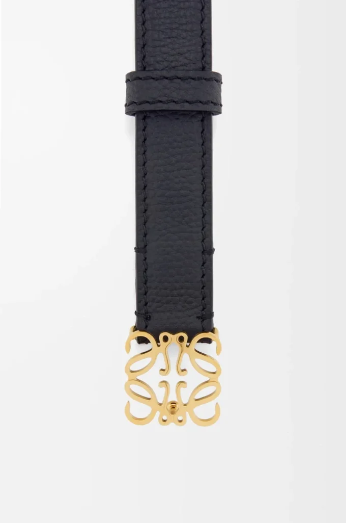 Ceinture Anagram en cuir de veau grainé Noir/Or
