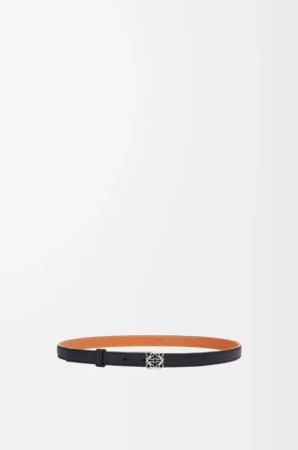 Ceinture Anagram en cuir de veau grainé Noir/Palladium