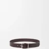 Ceinture Double Roller Curve en cuir de veau tanné végétal Cigare foncé/Palladium vintage