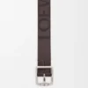 Ceinture Double Roller Curve en cuir de veau tanné végétal Cigare foncé/Palladium vintage
