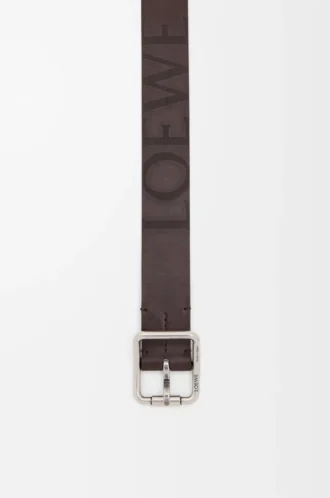 Ceinture Double Roller Curve en cuir de veau tanné végétal Cigare foncé/Palladium vintage