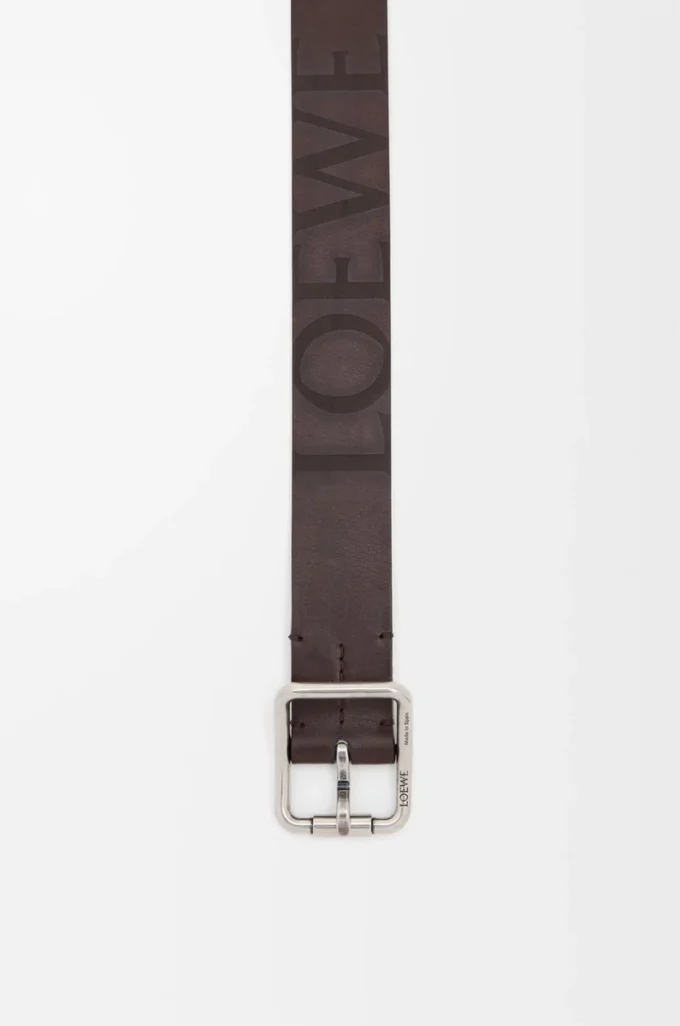Ceinture Double Roller Curve en cuir de veau tanné végétal Cigare foncé/Palladium vintage