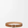 Ceinture Double Roller Curve en daim pressé Cognac/Vintage Palladium