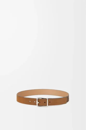 Ceinture Double Roller Curve en daim pressé Cognac/Vintage Palladium