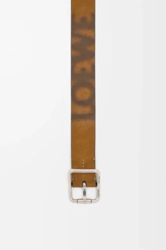 Ceinture Double Roller Curve en daim pressé Cognac/Vintage Palladium