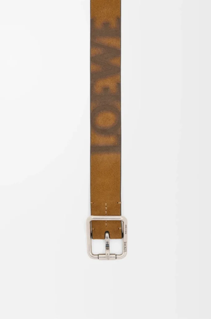 Ceinture Double Roller Curve en daim pressé Cognac/Vintage Palladium