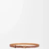 Ceinture en cuir de veau lisse Tan/Gold
