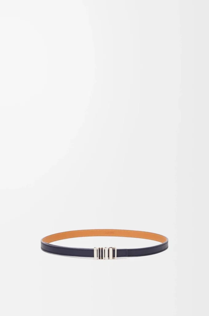Ceinture graphique LOEWE en cuir de veau classique bleu Abbys/palladium