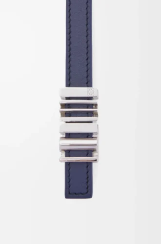 Ceinture graphique LOEWE en cuir de veau classique bleu Abbys/palladium
