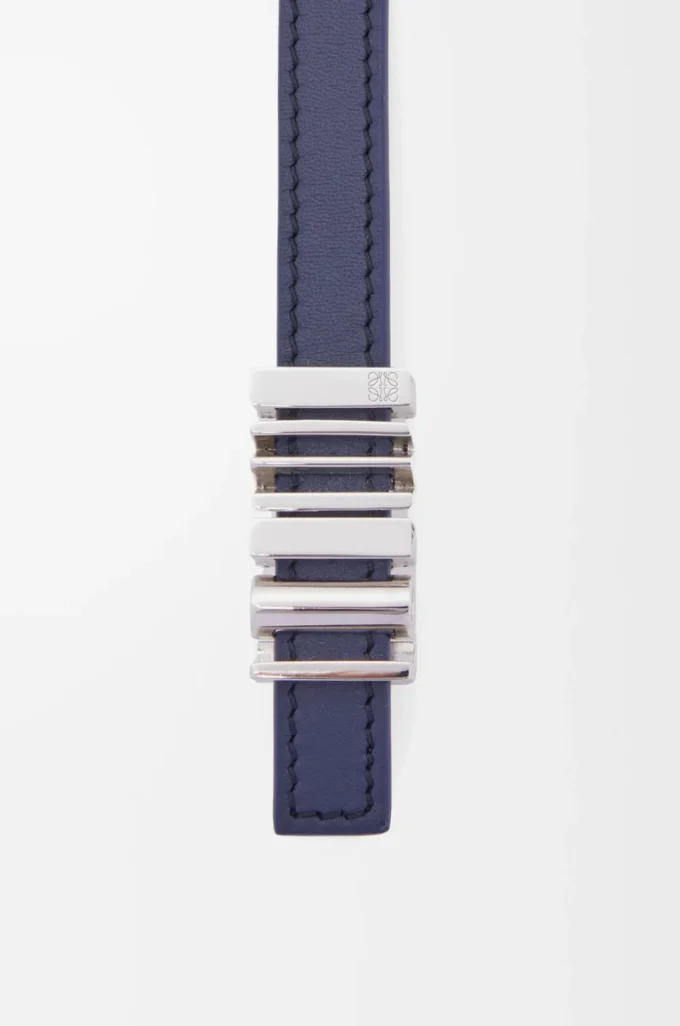 Ceinture graphique LOEWE en cuir de veau classique bleu Abbys/palladium