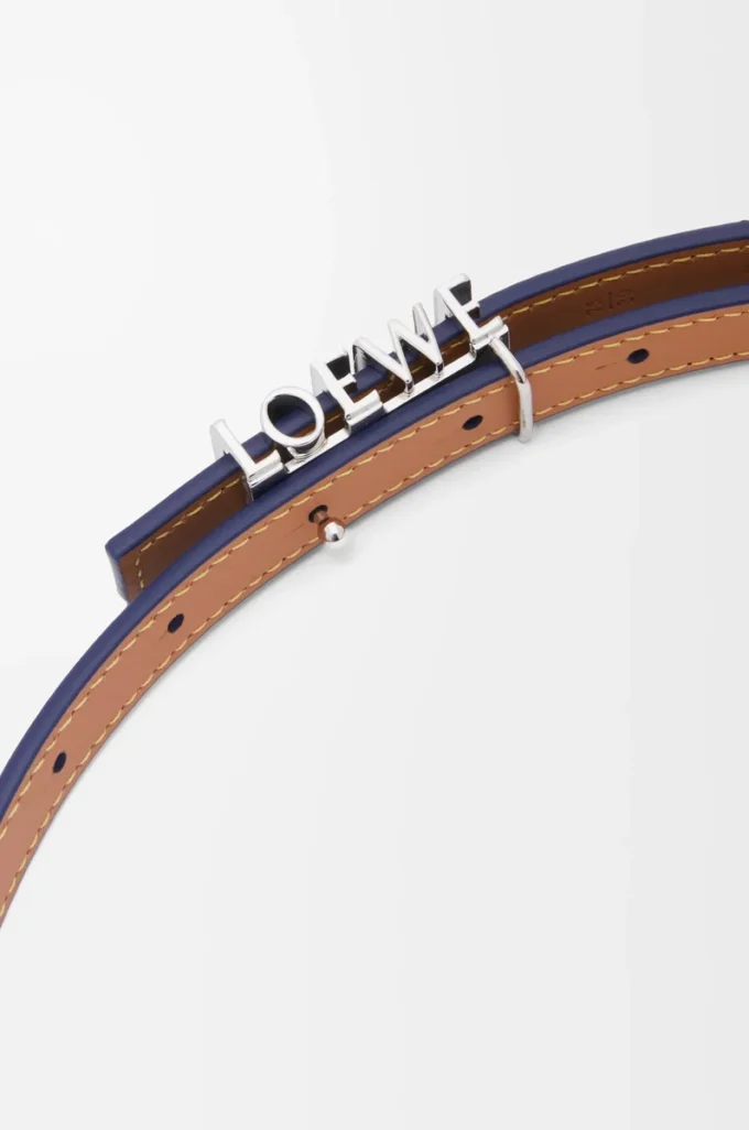 Ceinture graphique LOEWE en cuir de veau classique bleu Abbys/palladium