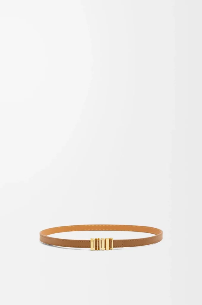 Ceinture graphique LOEWE en cuir de veau lisse Oak/Gold