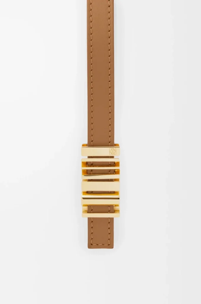 Ceinture graphique LOEWE en cuir de veau lisse Oak/Gold