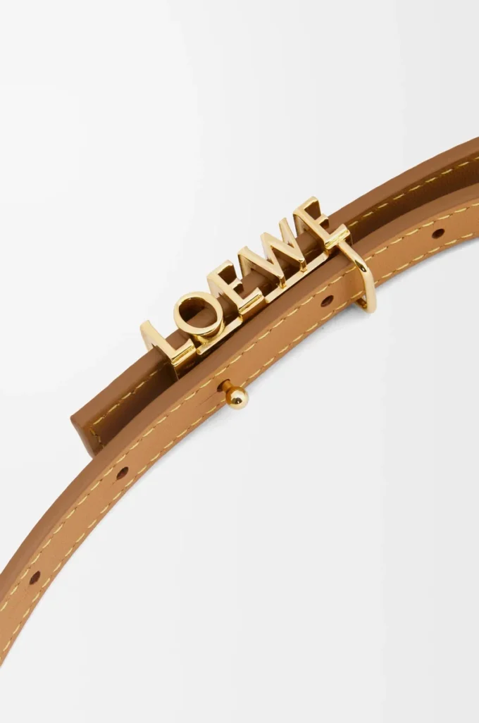 Ceinture graphique LOEWE en cuir de veau lisse Oak/Gold