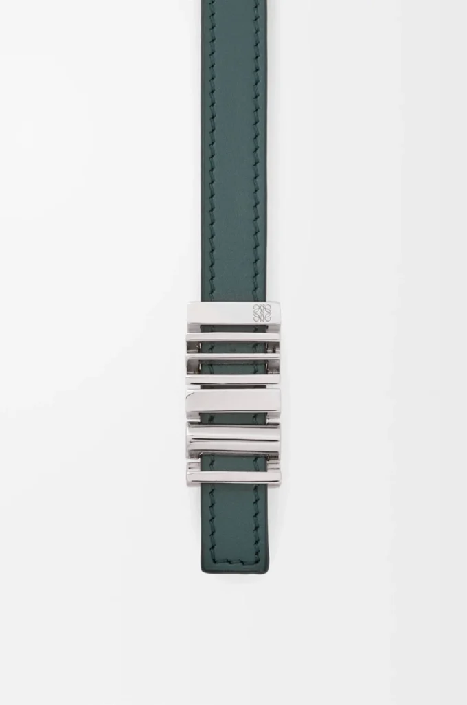 Ceinture LOEWE Graphic en cuir de veau lisse Deep Forest/Palladium