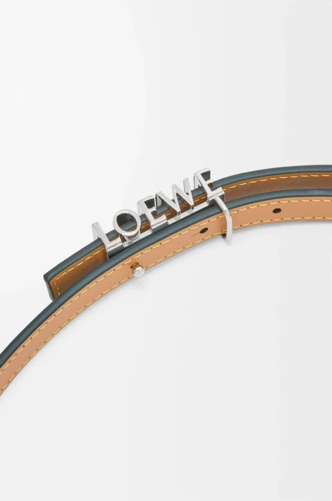 Ceinture LOEWE Graphic en cuir de veau lisse Deep Forest/Palladium