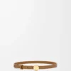 Ceinture Pebble en cuir de veau lisse Chêne/Or