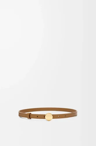 Ceinture Pebble en cuir de veau lisse Chêne/Or