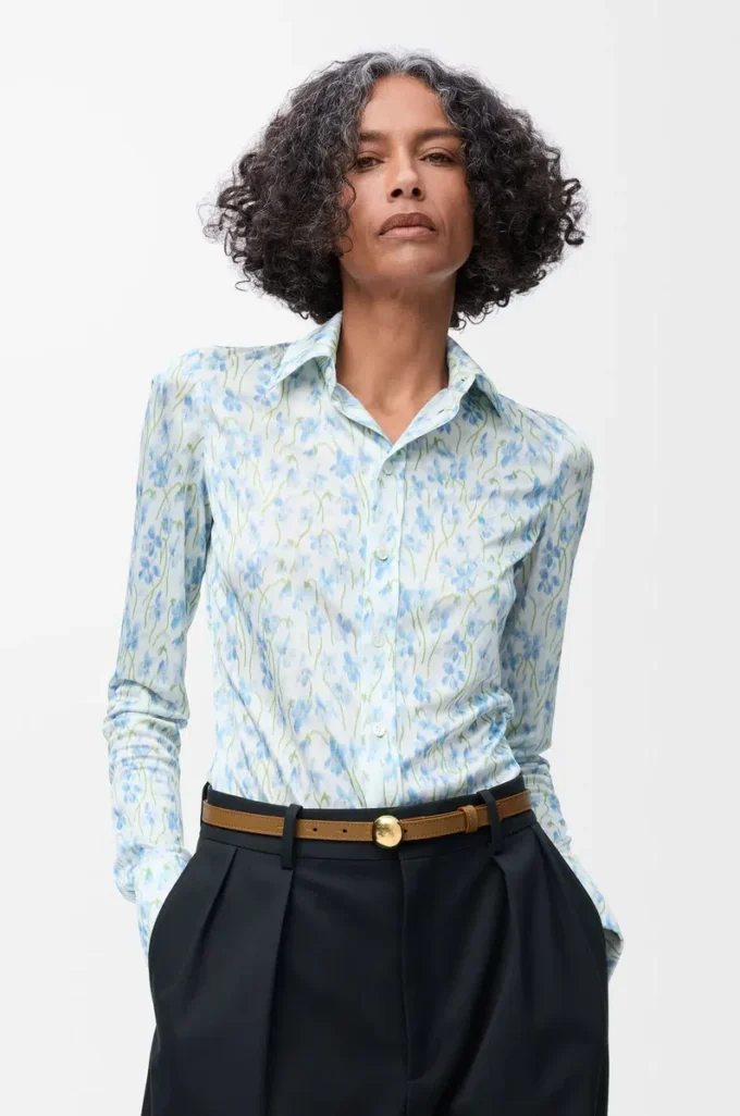 Ceinture Pebble en cuir de veau lisse Chêne/Or