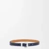 Ceinture Pebble en cuir de veau lisse Deep Navy/Palladium