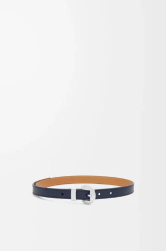 Ceinture Pebble en cuir de veau lisse Deep Navy/Palladium