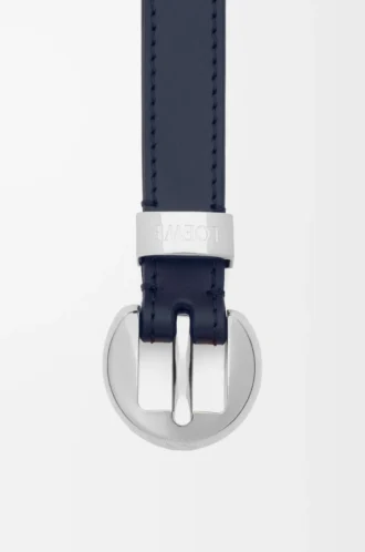 Ceinture Pebble en cuir de veau lisse Deep Navy/Palladium