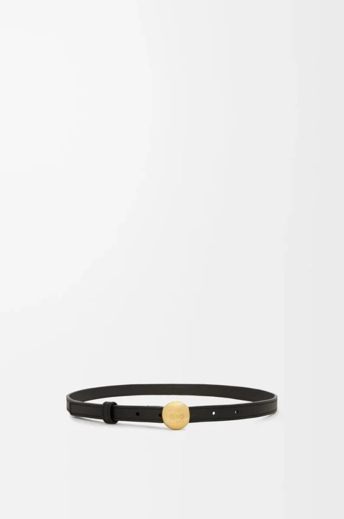 Ceinture Pebble en cuir de veau lisse Noir/Or