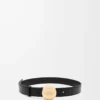 Ceinture Pebble en cuir de veau lisse Noir/Or