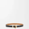 Ceinture Pebble en cuir de veau lisse Noir/Or