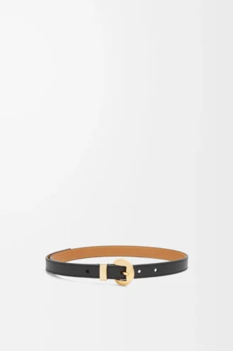 Ceinture Pebble en cuir de veau lisse Noir/Or