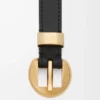 Ceinture Pebble en cuir de veau lisse Noir/Or