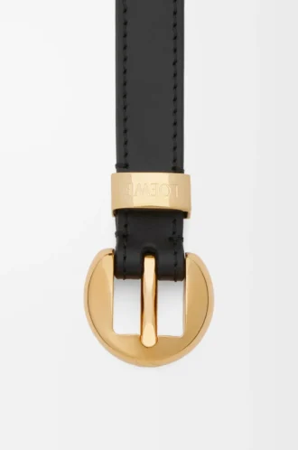 Ceinture Pebble en cuir de veau lisse Noir/Or