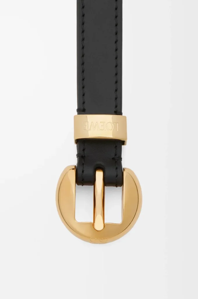 Ceinture Pebble en cuir de veau lisse Noir/Or