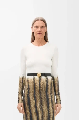 Ceinture Pebble en cuir de veau lisse Noir/Or