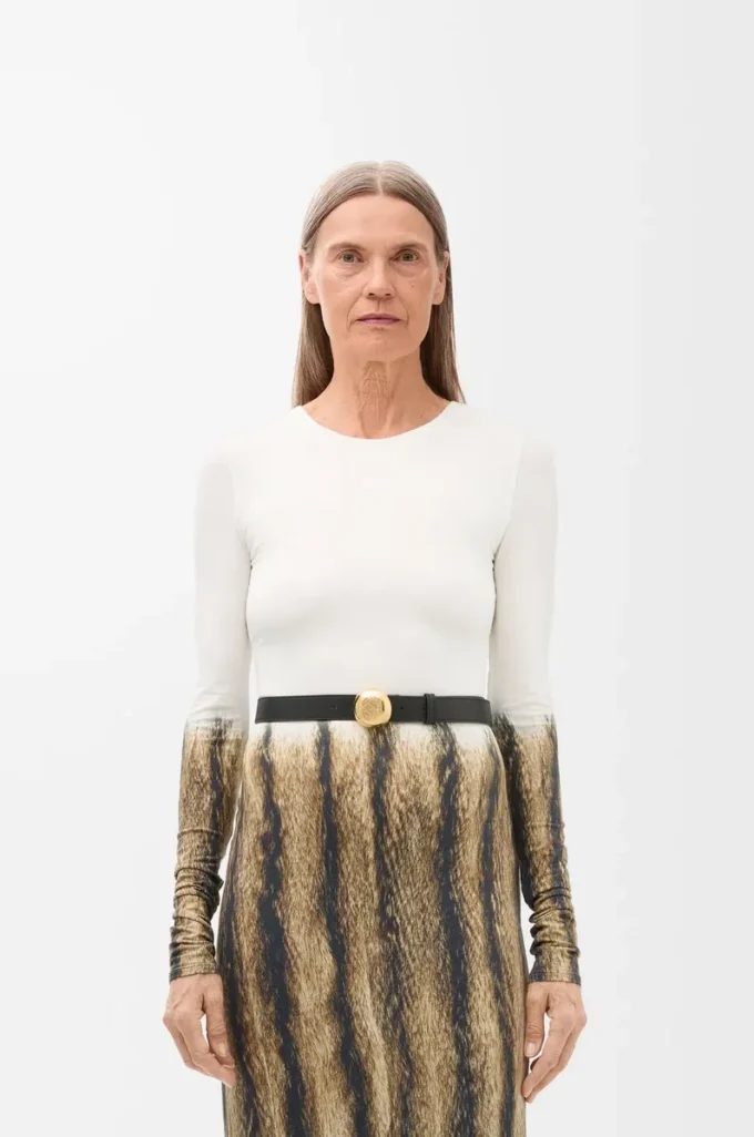 Ceinture Pebble en cuir de veau lisse Noir/Or