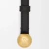 Ceinture Pebble en cuir de veau lisse Noir/Or