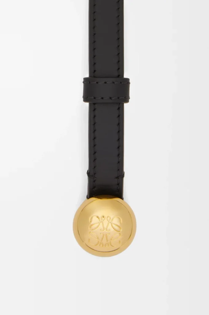 Ceinture Pebble en cuir de veau lisse Noir/Or