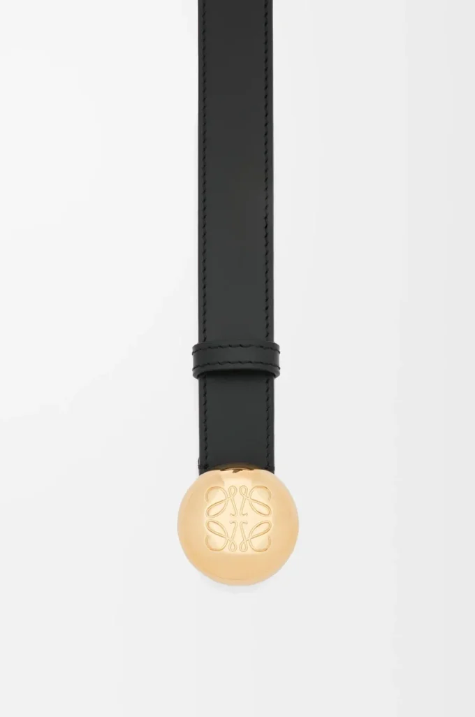Ceinture Pebble en cuir de veau lisse Noir/Or